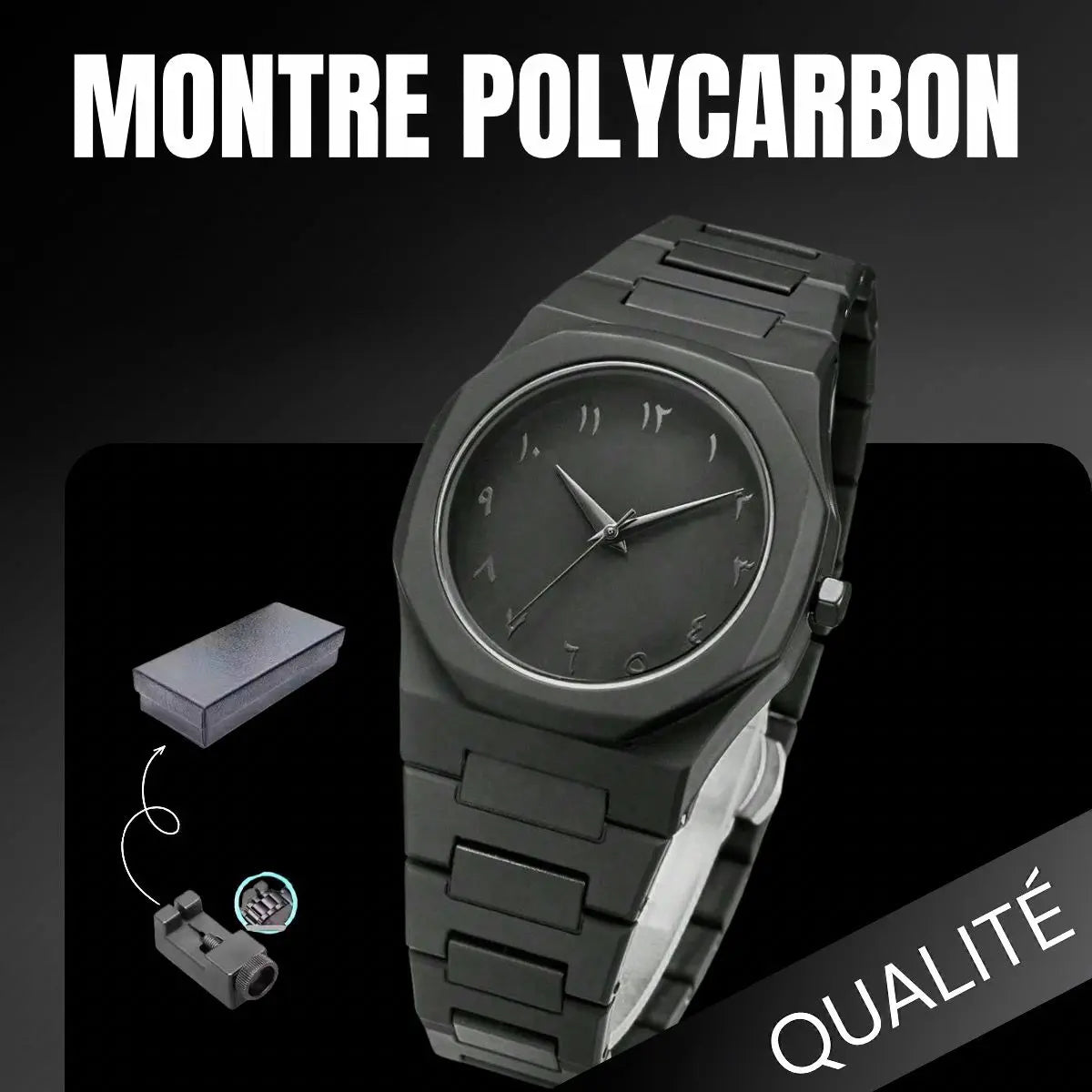 Montre Polycarbon - Noire Arabe Babs E-com2.0