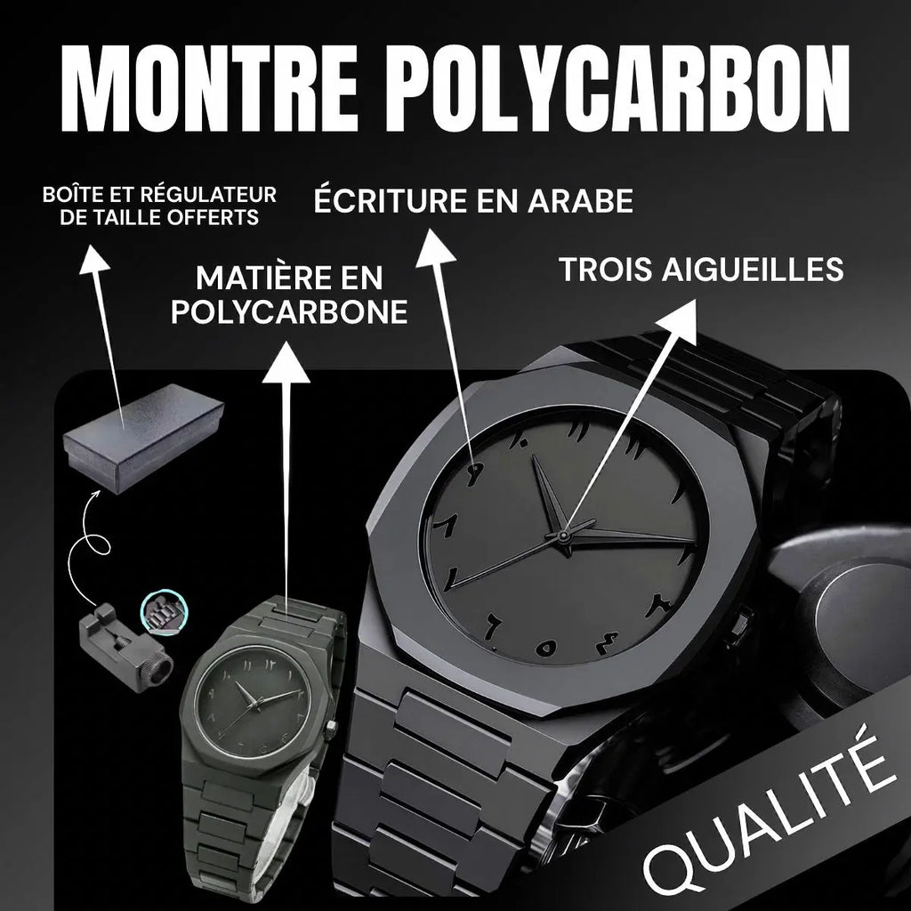 Montre Polycarbon - Noire Arabe Babs E-com2.0